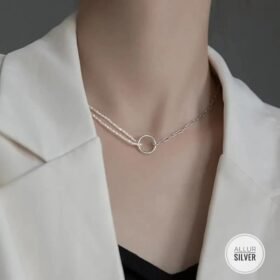 قلادة الحلق الدائري واللؤلؤ