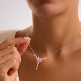 Delicate pink flower necklace