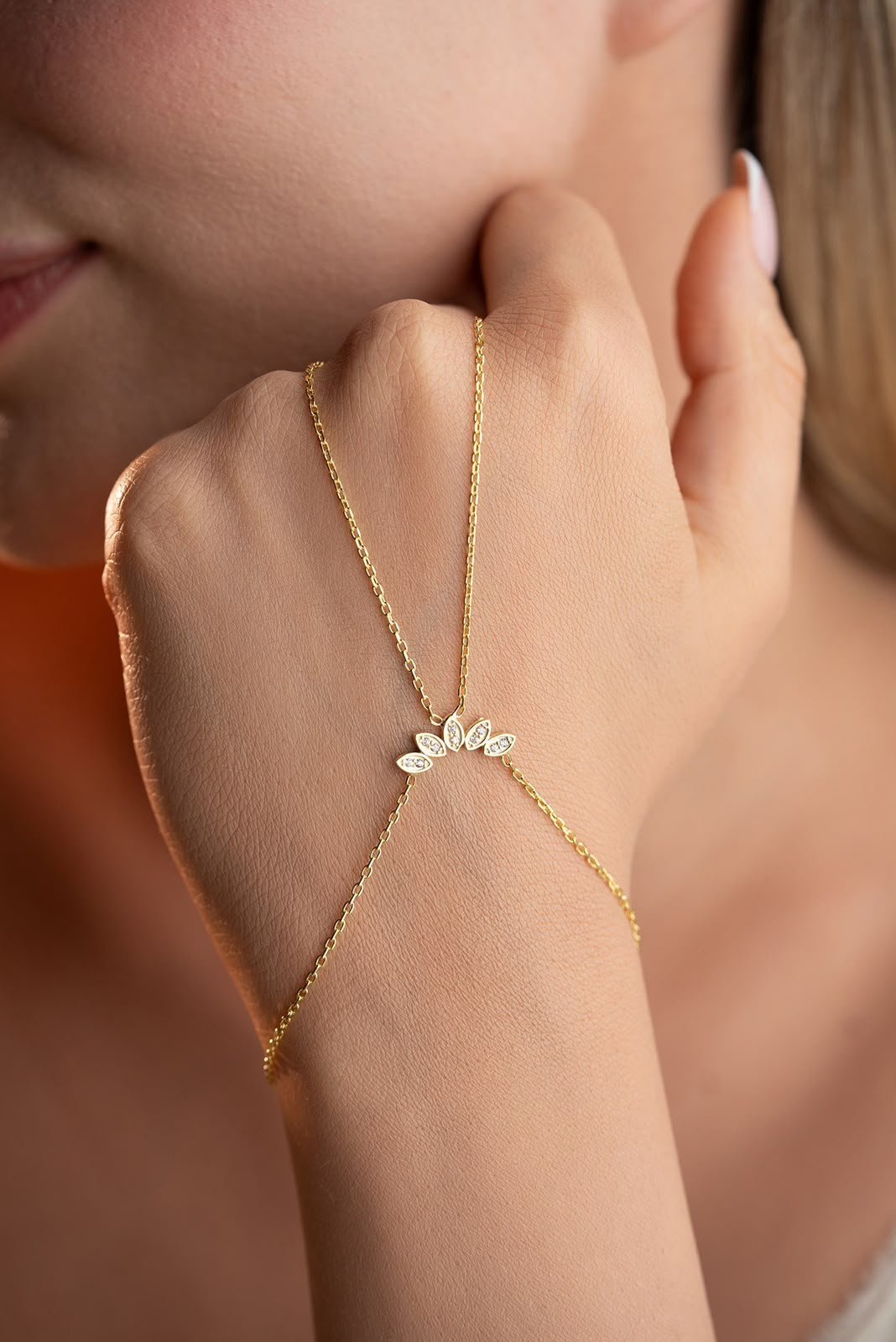 Golden Crown Hand Bracelet